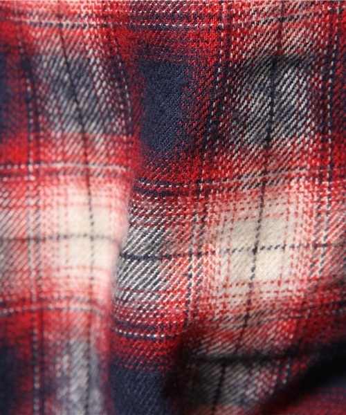 WEGO（ウィゴー）の「WEGO/オンブレチェックノーカラーシャツ　（シャツ/ブラウス・メンズ・ブラック系その他/レッド系その他・MEDIUM/LARGE）」の11枚目の写真