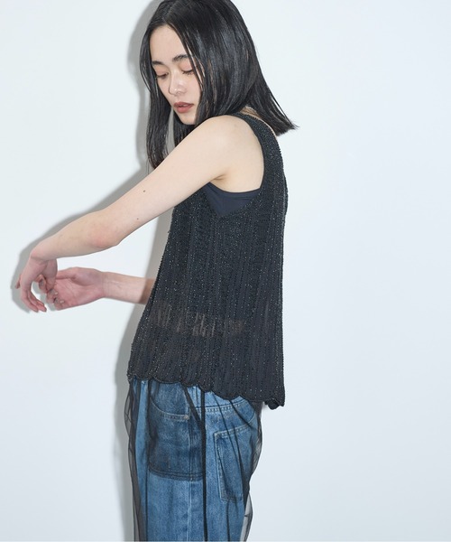 THE YOn（ザヨン）の「ビーズ刺繍ノースリーブトップス（タンク