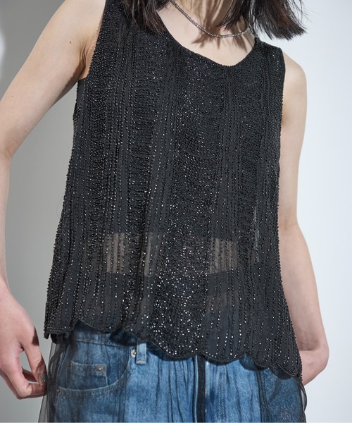 THE YOn（ザヨン）の「ビーズ刺繍ノースリーブトップス（タンク