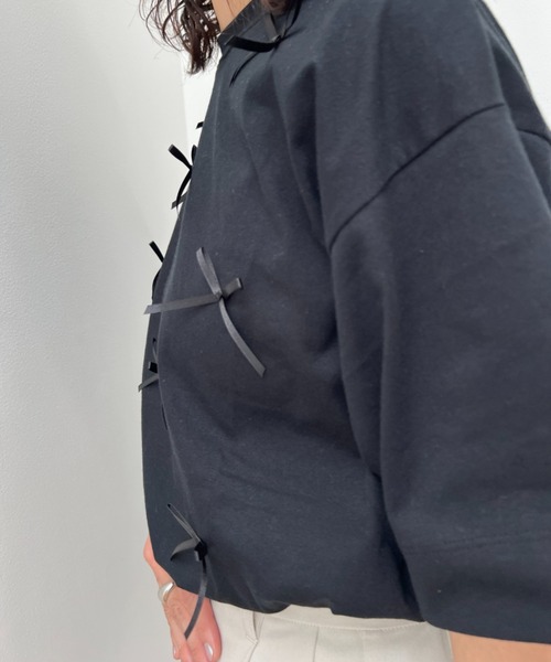 y/m（イム）の「リボンTシャツ（Tシャツ/カットソー・レディース・ホワイト/ブラック・FREE）」の5枚目の写真