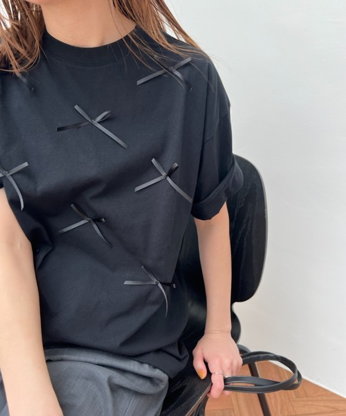 y/m（イム）の「リボンTシャツ（Tシャツ/カットソー・レディース・ホワイト/ブラック・FREE）」の10枚目の写真