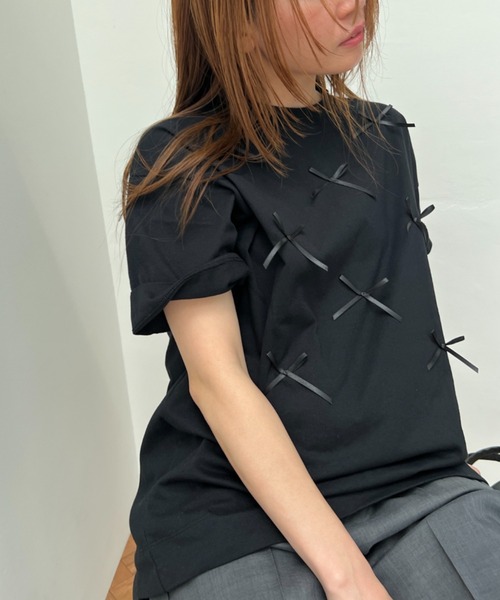 y/m（イム）の「リボンTシャツ（Tシャツ/カットソー・レディース・ホワイト/ブラック・FREE）」の11枚目の写真