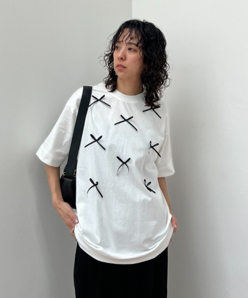 y/m（イム）の「リボンTシャツ（Tシャツ/カットソー・レディース・ホワイト/ブラック・FREE）」の14枚目の写真
