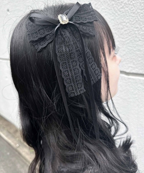 Sweet Best Wishes レースリボンクリップ　黒x黒 ROJITA（ロジータ）の「レースリボンレイヤードクリップSET