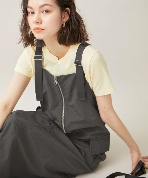 ROPE' PICNIC(ロペピクニック)の「ハーフジップワンピース(ジャンパースカート・レディース・キャメル/カーキ/チャコールグレー・38)」の5枚目の写真