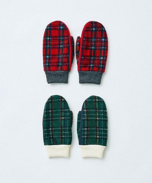 PAR ICI（パーリッシィ）の「チェック フリースミトン（手袋・レディース・レッド/グリーン・FREE）」の3枚目の写真