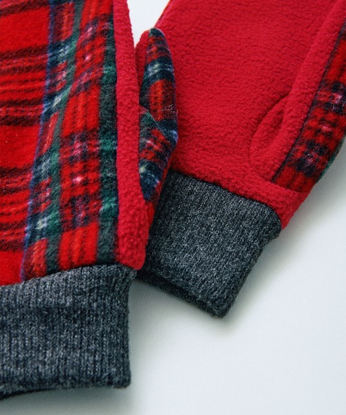 PAR ICI（パーリッシィ）の「チェック フリースミトン（手袋・レディース・レッド/グリーン・FREE）」の5枚目の写真