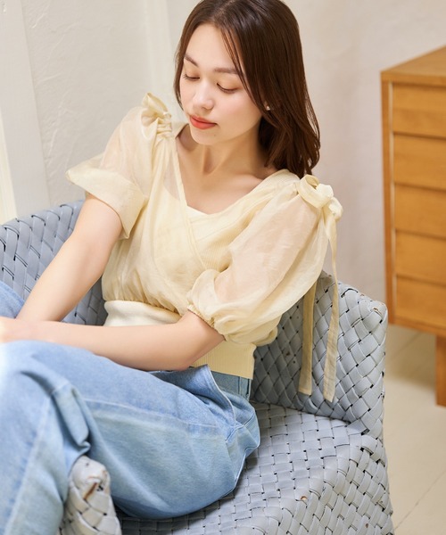 小物 R セール】リボンカシュクールプルオーバー 120988（Tシャツ/カットソー