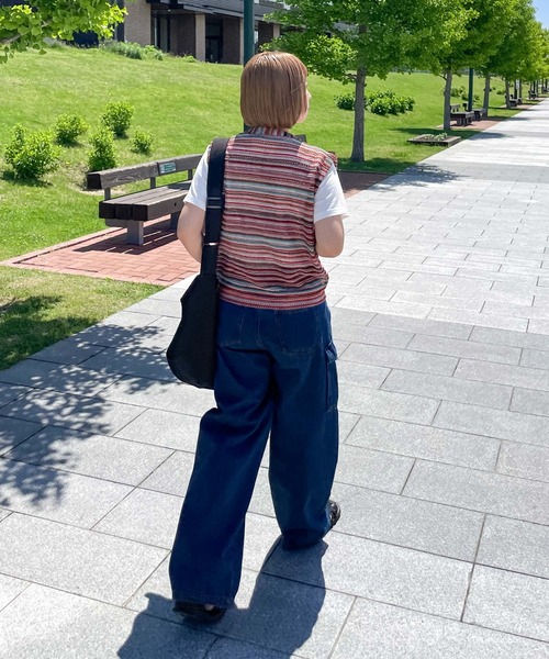 Chillfar（チルファー）の「メッシュボーダーサマーニットベスト（ベスト・レディース・オレンジ/グリーン/ブラック/ブルー・FREE）」の11枚目の写真