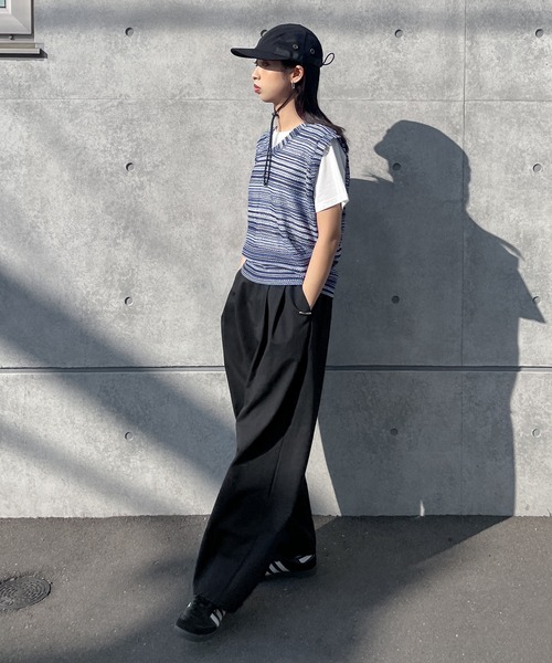 Chillfar（チルファー）の「メッシュボーダーサマーニットベスト（ベスト・レディース・オレンジ/グリーン/ブラック/ブルー・FREE）」の6枚目の写真