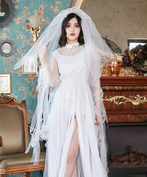 Brightlele（ブライトララ）の「「 ロング花嫁 」 ハロウィン 仮装 花嫁 ゾンビ 花嫁ゾンビ 大人 女性 可愛い ハロウィンコスプレ ...