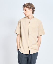 ABAHOUSE | 【変形襟】トロミシャンブレー カラーレス 半袖シャツ / バンドカラー(シャツ/ブラウス)