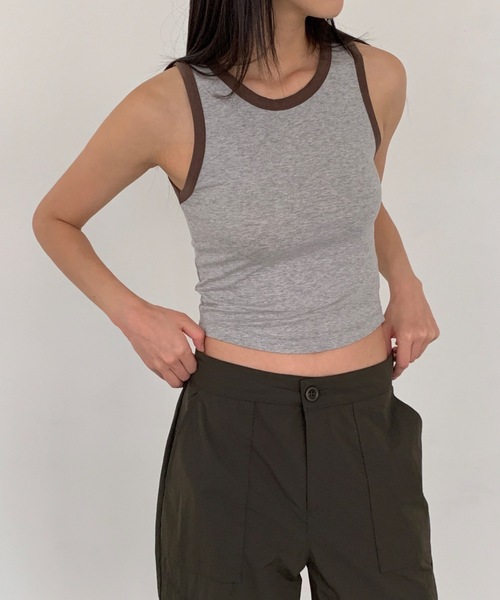 Didot.showroom（ディドット ショールーム）の「バイカラーラウンドヘムタンク（タンクトップ・レディース・ブラック/スカイブルー/グレー・FREE）」の2枚目の写真