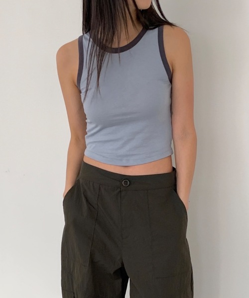Didot.showroom（ディドット ショールーム）の「バイカラーラウンドヘムタンク（タンクトップ・レディース・ブラック/スカイブルー/グレー・FREE）」の3枚目の写真