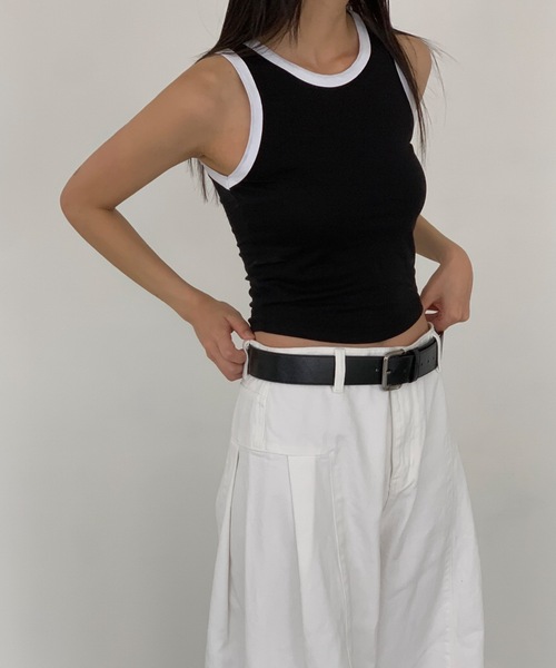 Didot.showroom（ディドット ショールーム）の「バイカラーラウンドヘムタンク（タンクトップ・レディース・ブラック/スカイブルー/グレー・FREE）」の4枚目の写真