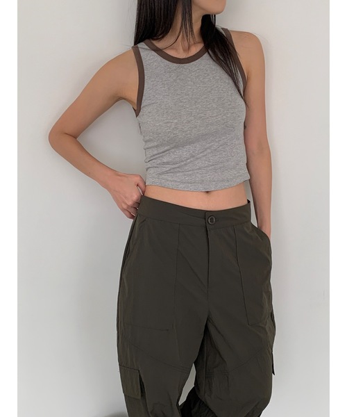 Didot.showroom（ディドット ショールーム）の「バイカラーラウンドヘムタンク（タンクトップ・レディース・ブラック/スカイブルー/グレー・FREE）」の9枚目の写真