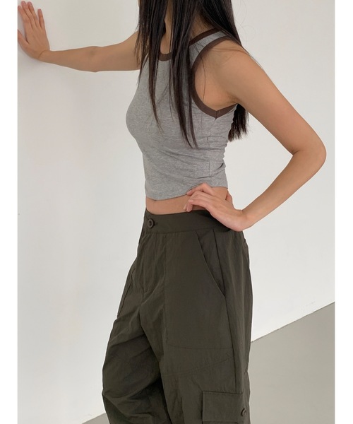 Didot.showroom（ディドット ショールーム）の「バイカラーラウンドヘムタンク（タンクトップ・レディース・ブラック/スカイブルー/グレー・FREE）」の11枚目の写真