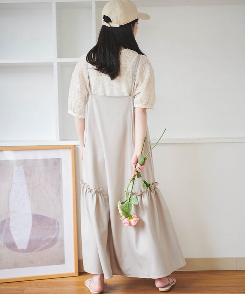 mil(ミル)の「【150㎝前後の小柄さんサイズ】サイドギャザーキャミワンピース(ワンピース・レディース・ブラック/モカ/グレイッシュベージュ・XS/S)」の4枚目の写真