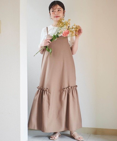 mil(ミル)の「【150㎝前後の小柄さんサイズ】サイドギャザーキャミワンピース(ワンピース・レディース・ブラック/モカ/グレイッシュベージュ・XS/S)」の7枚目の写真
