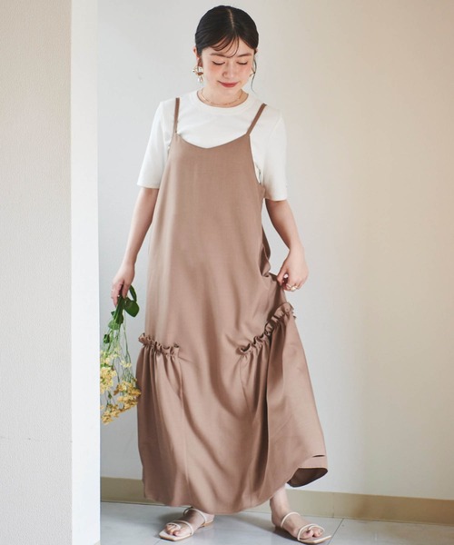 mil(ミル)の「【150㎝前後の小柄さんサイズ】サイドギャザーキャミワンピース(ワンピース・レディース・ブラック/モカ/グレイッシュベージュ・XS/S)」の10枚目の写真