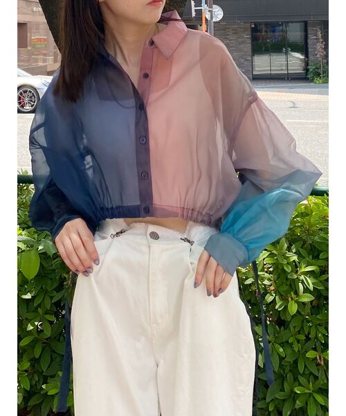 MURUA(ムルーア)の「ヘムドロストシアーシャツ(シャツ/ブラウス・レディース・ピンク/グレー/ホワイト/その他1/その他2・FREE)」の4枚目の写真