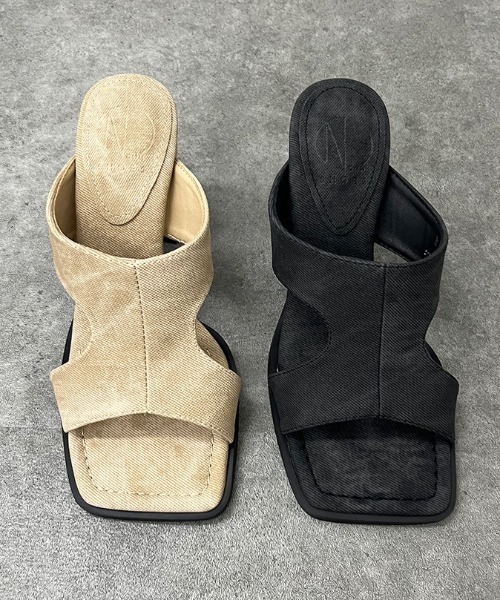 Reurie'(レウリィ)の「チャンキーヒールサンダル/chunky heel sandal ミュール 厚底 パンプス 大人カジュアル きれいめ レディライク フェミニン シンプル ベージュ ブラウン 淡色 ブラック 黒 モノトーン(サンダル・レディース・ベージュ/ブラック・23/24/23.5/24.5/25)」の10枚目の写真