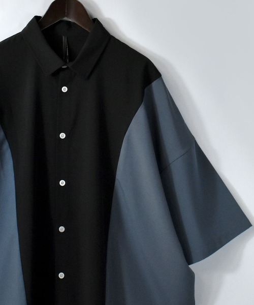 HALHAM（ハルハム）の「ワイドシルエットバイカラー 半袖 シャツ【IR】（シャツ/ブラウス・メンズ・ブラック/チャコールグレー/ホワイト・L/XL/M）」の2枚目の写真