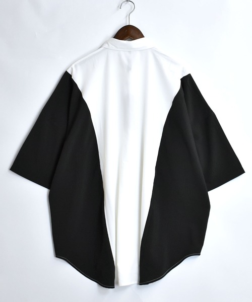 HALHAM（ハルハム）の「ワイドシルエットバイカラー 半袖 シャツ【IR】（シャツ/ブラウス・メンズ・ブラック/チャコールグレー/ホワイト・L/XL/M）」の4枚目の写真