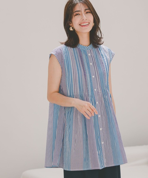 Elura（エルーラ）の「ボイルピンタックノースリブラウス/104353（シャツ/ブラウス・レディース・ブルー/ブラック/ホワイト・FREE）」の2枚目の写真