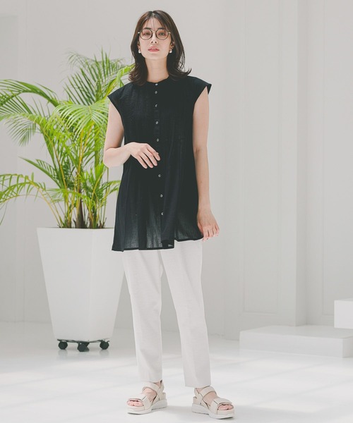 Elura（エルーラ）の「ボイルピンタックノースリブラウス/104353（シャツ/ブラウス・レディース・ブルー/ブラック/ホワイト・FREE）」の5枚目の写真