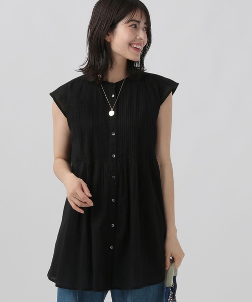 Elura（エルーラ）の「ボイルピンタックノースリブラウス/104353（シャツ/ブラウス・レディース・ブルー/ブラック/ホワイト・FREE）」の7枚目の写真