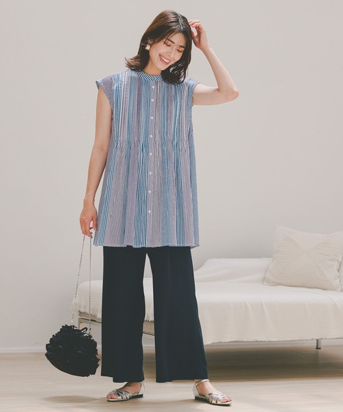 Elura（エルーラ）の「ボイルピンタックノースリブラウス/104353（シャツ/ブラウス・レディース・ブルー/ブラック/ホワイト・FREE）」の12枚目の写真