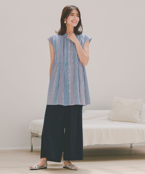 Elura（エルーラ）の「ボイルピンタックノースリブラウス/104353（シャツ/ブラウス・レディース・ブルー/ブラック/ホワイト・FREE）」の13枚目の写真