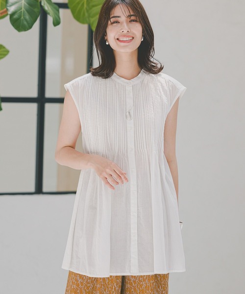 Elura（エルーラ）の「ボイルピンタックノースリブラウス/104353（シャツ/ブラウス・レディース・ブルー/ブラック/ホワイト・FREE）」の18枚目の写真