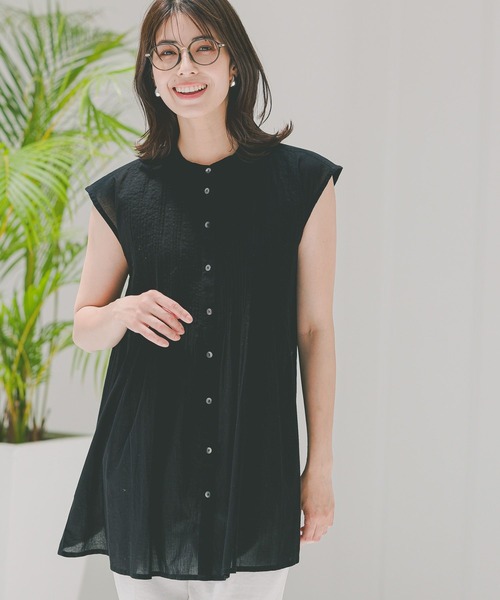 Elura（エルーラ）の「ボイルピンタックノースリブラウス/104353（シャツ/ブラウス・レディース・ブルー/ブラック/ホワイト・FREE）」の4枚目の写真