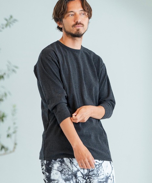 Magine(マージン)の「mlt4787-Span Fraise 3-4 Sleeve Cut Sew 7分袖Tシャツ(Tシャツ/カットソー・メンズ・ブラック/チャコール/ホワイト・44/46/48)」の3枚目の写真
