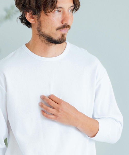 Magine(マージン)の「mlt4787-Span Fraise 3-4 Sleeve Cut Sew 7分袖Tシャツ(Tシャツ/カットソー・メンズ・ブラック/チャコール/ホワイト・44/46/48)」の4枚目の写真