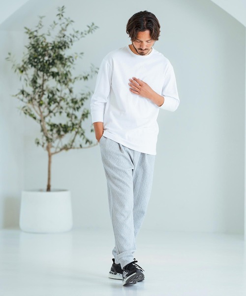 Magine(マージン)の「mlt4787-Span Fraise 3-4 Sleeve Cut Sew 7分袖Tシャツ(Tシャツ/カットソー・メンズ・ブラック/チャコール/ホワイト・44/46/48)」の8枚目の写真