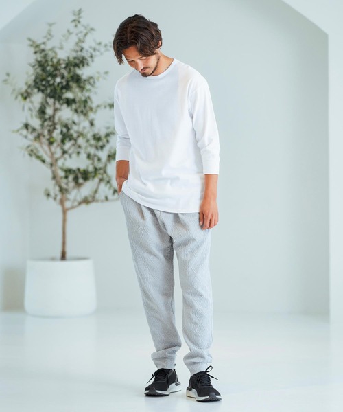 Magine(マージン)の「mlt4787-Span Fraise 3-4 Sleeve Cut Sew 7分袖Tシャツ(Tシャツ/カットソー・メンズ・ブラック/チャコール/ホワイト・44/46/48)」の9枚目の写真