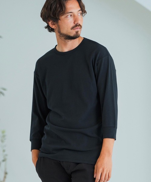 Magine(マージン)の「mlt4787-Span Fraise 3-4 Sleeve Cut Sew 7分袖Tシャツ(Tシャツ/カットソー・メンズ・ブラック/チャコール/ホワイト・44/46/48)」の11枚目の写真