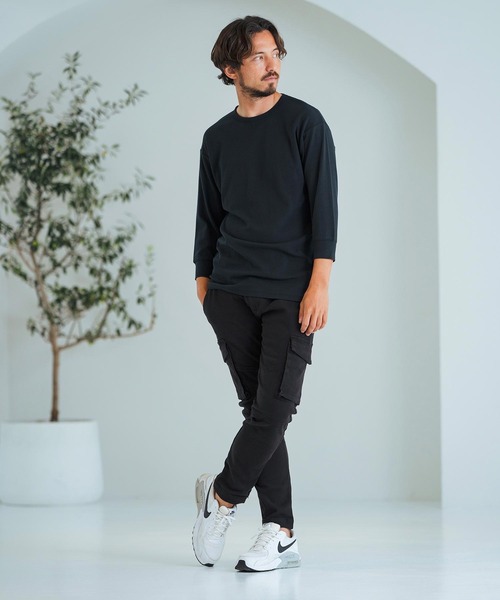 Magine(マージン)の「mlt4787-Span Fraise 3-4 Sleeve Cut Sew 7分袖Tシャツ(Tシャツ/カットソー・メンズ・ブラック/チャコール/ホワイト・44/46/48)」の13枚目の写真