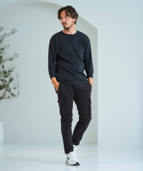 Magine(マージン)の「mlt4787-Span Fraise 3-4 Sleeve Cut Sew 7分袖Tシャツ(Tシャツ/カットソー・メンズ・ブラック/チャコール/ホワイト・44/46/48)」の14枚目の写真