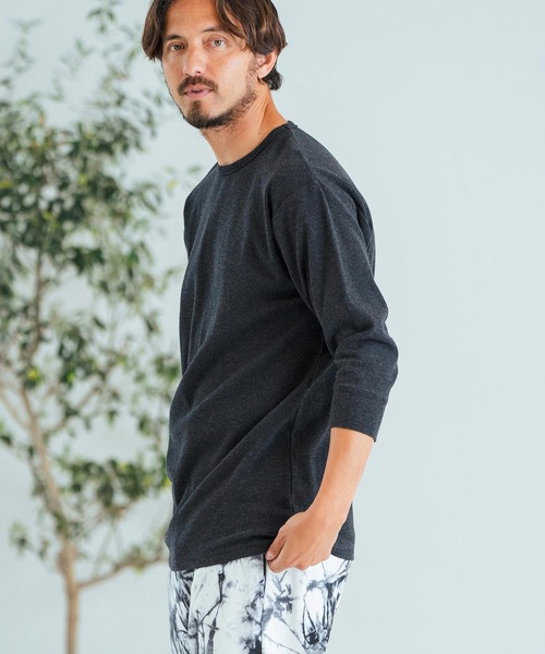 Magine(マージン)の「mlt4787-Span Fraise 3-4 Sleeve Cut Sew 7分袖Tシャツ(Tシャツ/カットソー・メンズ・ブラック/チャコール/ホワイト・44/46/48)」の16枚目の写真