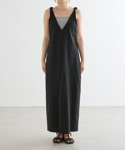 gemeil（ジェムイル）の「《再値下げ》【CEPIE.×gemeil】リネンツイストワンピース（ワンピース・レディース・アイボリー/ブラック・SMALL/MEDIUM）」の5枚目の写真