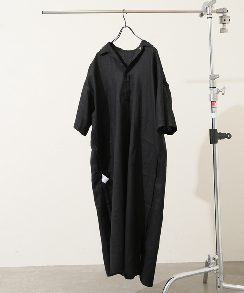 セール】40リネンワッシャー シャツワンピース（ワンピース