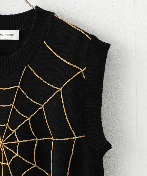 UNFOLLOW（アンフォロー）の「【ERNEST W. BAKER / アーネストダブルベイカー】 Spider Web Vest（ベスト・メンズ・ブラック/ブルー系その他・SMALL/MEDIUM）」の6枚目の写真