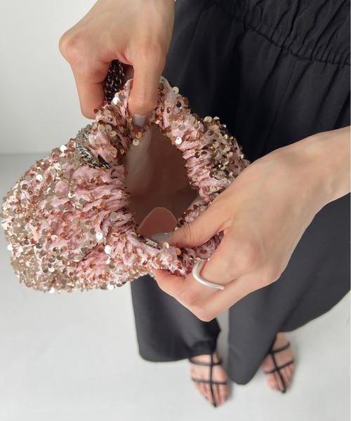 Olu.（オルドット）の「スパンコールチェーンバッグ（ショルダーバッグ・レディース・ブラックミックス/シルバー/ピンク・FREE）」の4枚目の写真