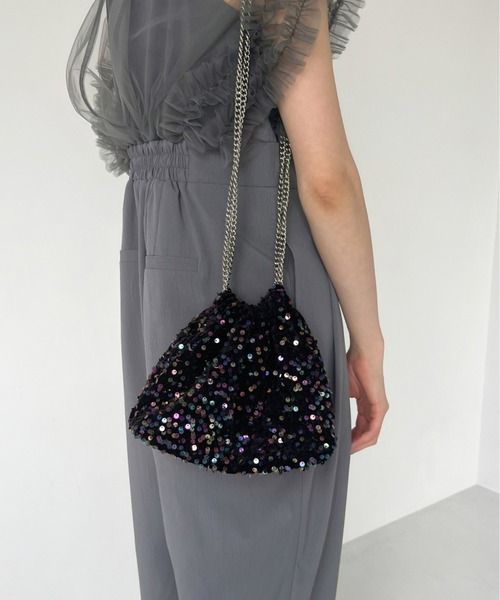Olu.（オルドット）の「スパンコールチェーンバッグ（ショルダーバッグ・レディース・ブラックミックス/シルバー/ピンク・FREE）」の6枚目の写真
