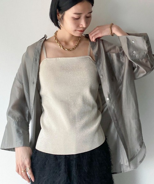 Doux archives（ドゥアルシーヴ）の「カップ付きニットキャミ（キャミソール・レディース・ベージュ/ブラック・FREE）」の7枚目の写真