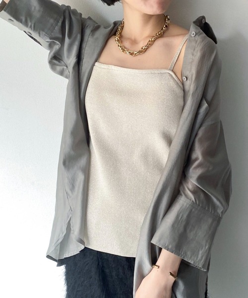 Doux archives（ドゥアルシーヴ）の「カップ付きニットキャミ（キャミソール・レディース・ベージュ/ブラック・FREE）」の6枚目の写真